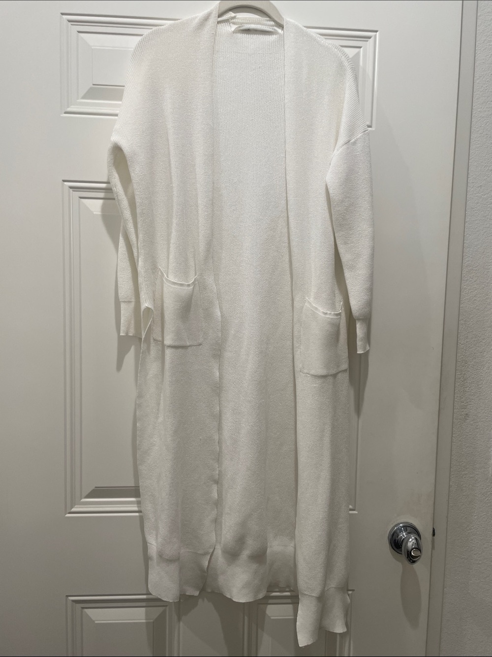 Women's Open-Front Long Cardigan Sweater in White